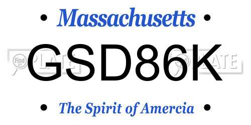GSD86K Massachusetts License Plate