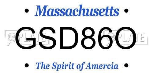 GSD86O Massachusetts License Plate