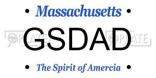 GSDAD Massachusetts License Plate