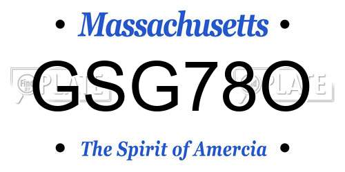 GSG78O Massachusetts License Plate