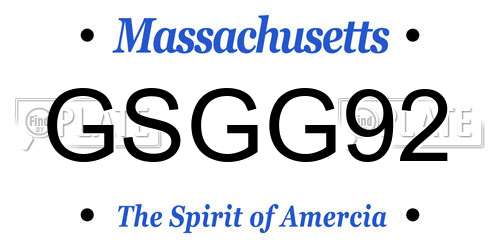 GSGG92 Massachusetts License Plate