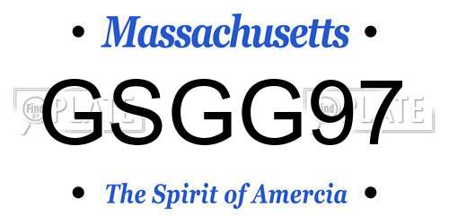 GSGG97 Massachusetts License Plate