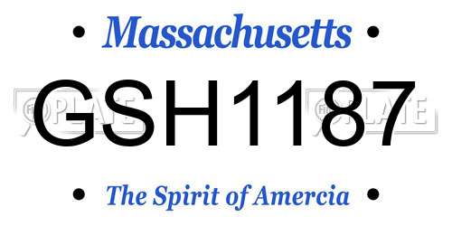 GSH1187 Massachusetts License Plate