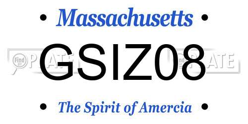 GSIZ08 Massachusetts License Plate