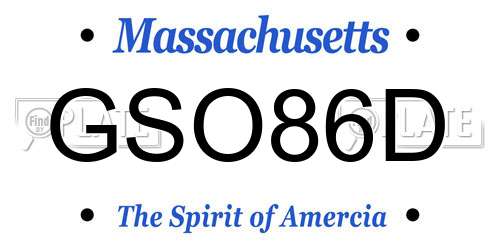 GSO86D Massachusetts License Plate