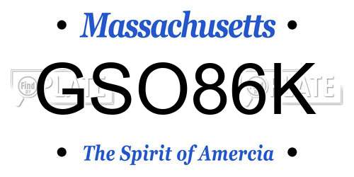 GSO86K Massachusetts License Plate