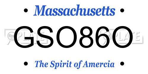 GSO86O Massachusetts License Plate