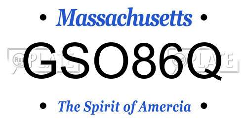 GSO86Q Massachusetts License Plate