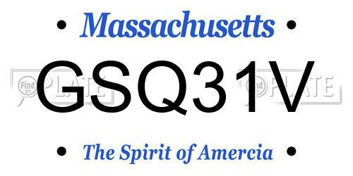 GSQ31V Massachusetts License Plate