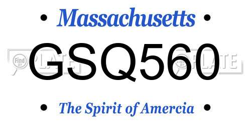 GSQ560 Massachusetts License Plate