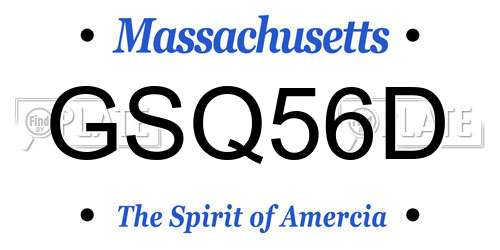 GSQ56D Massachusetts License Plate