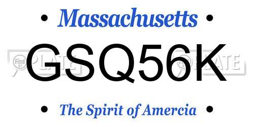 GSQ56K Massachusetts License Plate