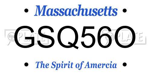 GSQ56O Massachusetts License Plate