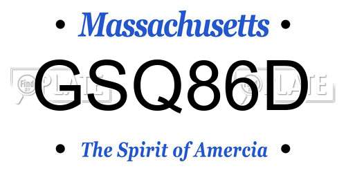 GSQ86D Massachusetts License Plate