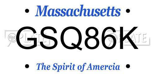 GSQ86K Massachusetts License Plate