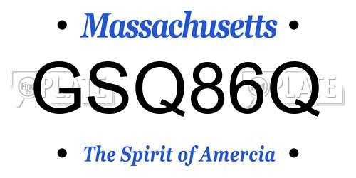 GSQ86Q Massachusetts License Plate