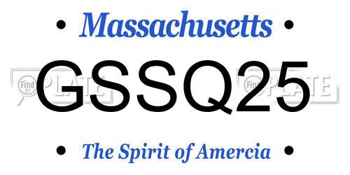 GSSQ25 Massachusetts License Plate
