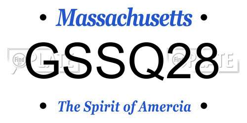 GSSQ28 Massachusetts License Plate