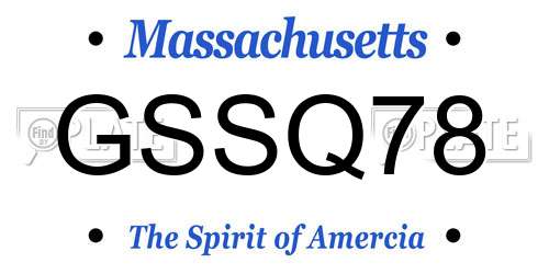 GSSQ78 Massachusetts License Plate