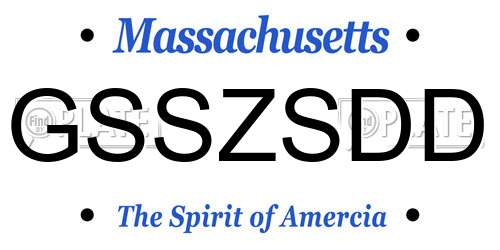 GSSZSDD Massachusetts License Plate