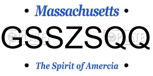 GSSZSQQ Massachusetts License Plate