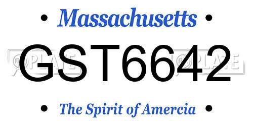 GST6642 Massachusetts License Plate