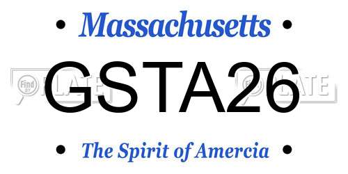GSTA26 Massachusetts License Plate