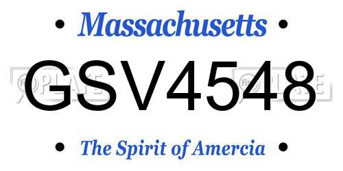 GSV4548 Massachusetts License Plate