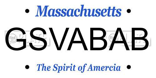 GSVABAB Massachusetts License Plate