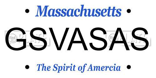 GSVASAS Massachusetts License Plate