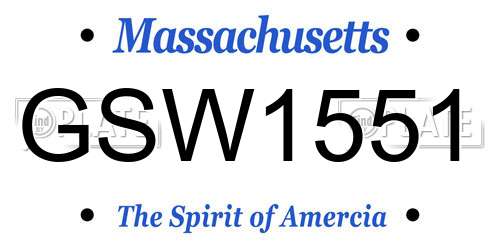 GSW1551 Massachusetts License Plate