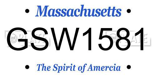 GSW1581 Massachusetts License Plate