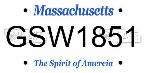 GSW1851 Massachusetts License Plate