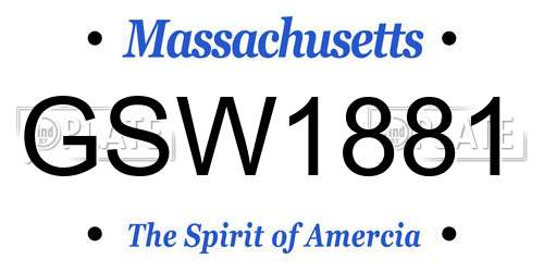 GSW1881 Massachusetts License Plate