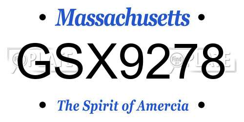 GSX9278 Massachusetts License Plate