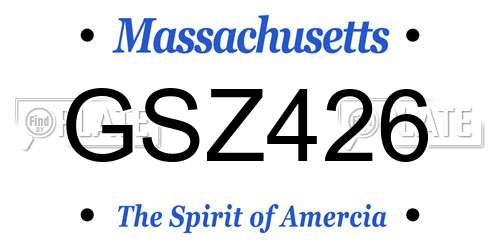 GSZ426 Massachusetts License Plate