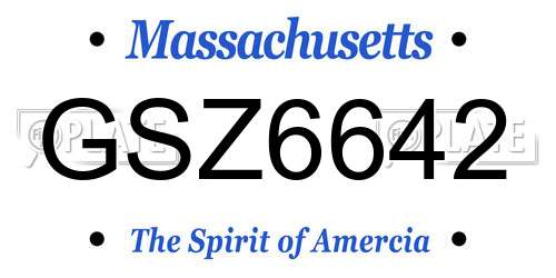 GSZ6642 Massachusetts License Plate