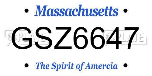 GSZ6647 Massachusetts License Plate
