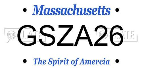 GSZA26 Massachusetts License Plate