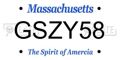GSZY58 Massachusetts License Plate