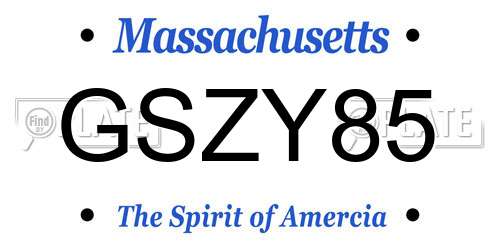 GSZY85 Massachusetts License Plate