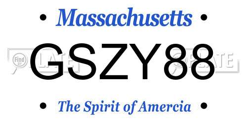 GSZY88 Massachusetts License Plate