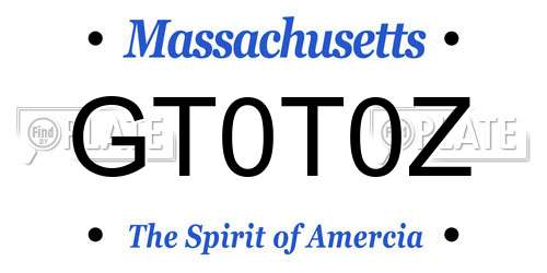 GT0T0Z Massachusetts License Plate