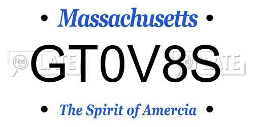GT0V8S Massachusetts License Plate