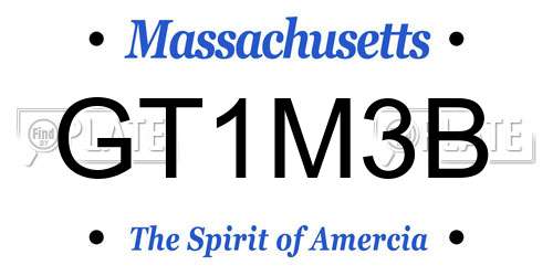 GT1M3B Massachusetts License Plate