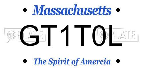 GT1T0L Massachusetts License Plate