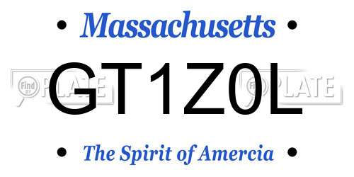 GT1Z0L Massachusetts License Plate