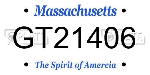 GT21406 Massachusetts License Plate