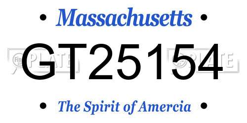 GT25154 Massachusetts License Plate