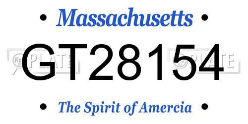 GT28154 Massachusetts License Plate
